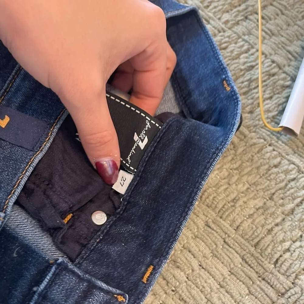 7 for All Mankind Blue Dark Wash Wide Leg Jeans